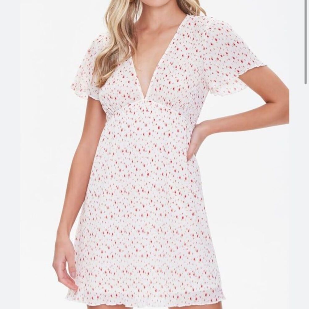Plisse floral rose mini dress